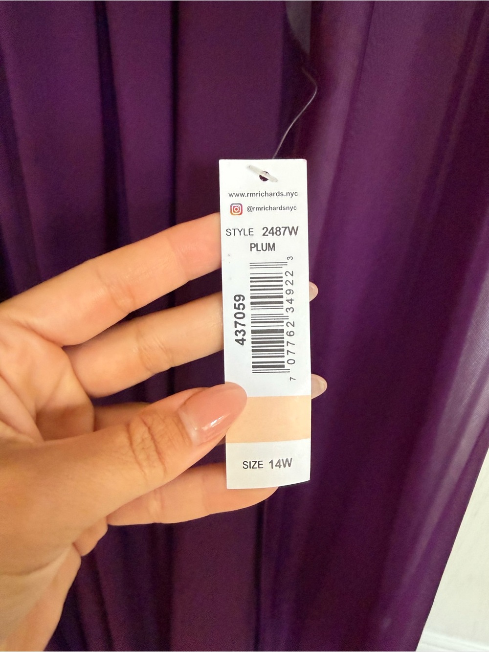 NWT R&M Richards Plum 14W Formal Cape Dress Rhinestone Neckline - Picture 5 of 9